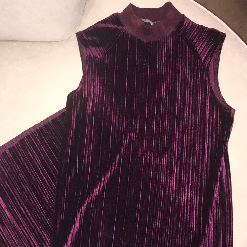 Plum velvet mock neck dress